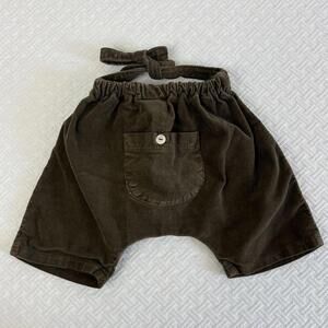 Vintage Sarouel Baby Size 3 Months Green Belted Corduroy Shorts Pocket  3M